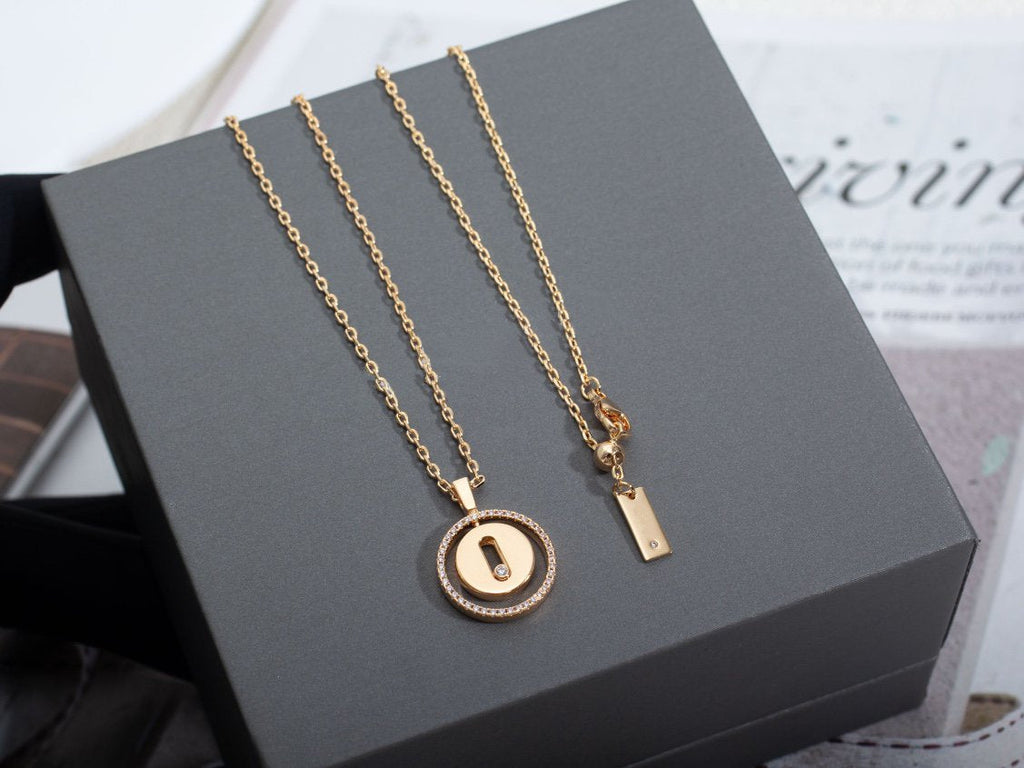[Twinkle jewelrys]LUCKY MOVE PM NECKLACE PINK GOLD DIAMOND