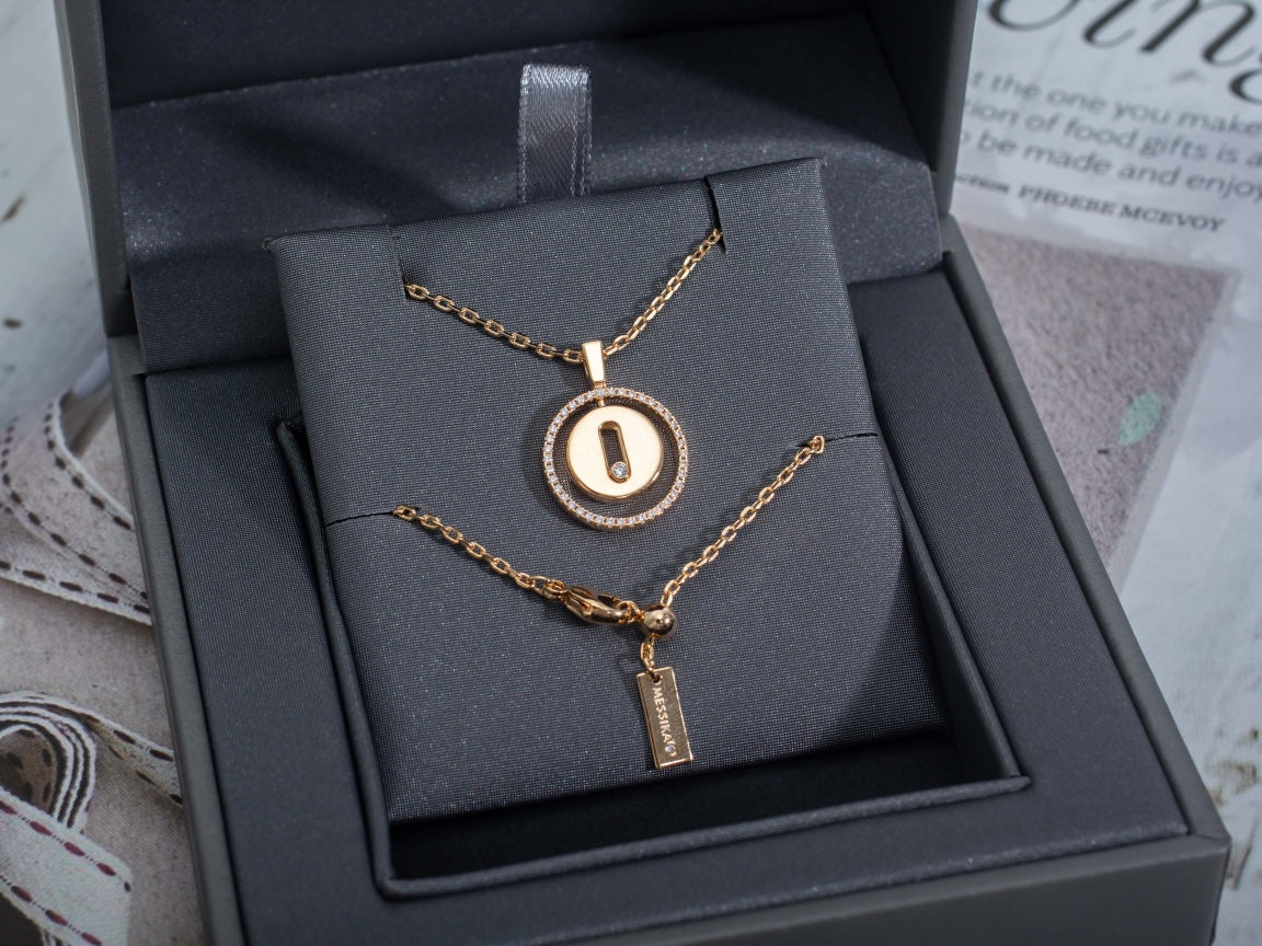 [Twinkle jewelrys]LUCKY MOVE PM NECKLACE PINK GOLD DIAMOND