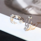[Twinkle jewelrys]CREOLES MY TWIN 2 RANGS SILVER DIAMOND EARRINGS