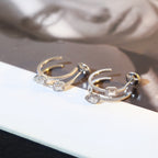 [Twinkle jewelrys]CREOLES MY TWIN 2 RANGS SILVER DIAMOND EARRINGS