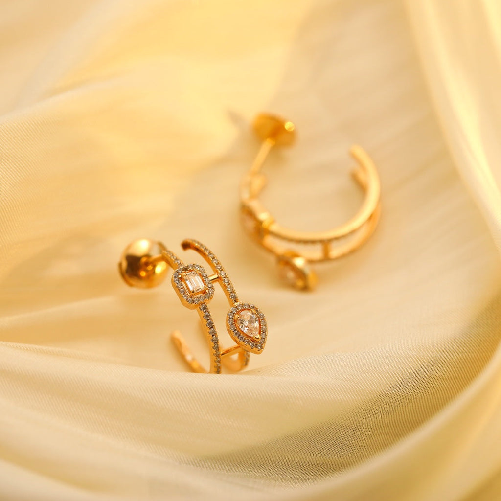 [Twinkle jewelrys]CREOLES MY TWIN 2 RANGS SILVER DIAMOND EARRINGS