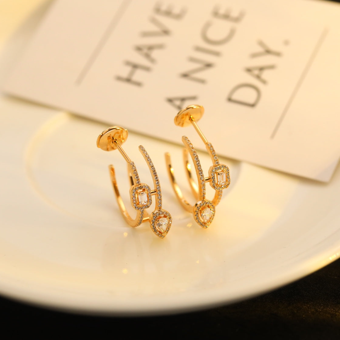 [Twinkle jewelrys]CREOLES MY TWIN 2 RANGS SILVER DIAMOND EARRINGS