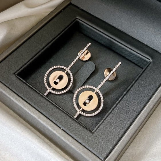 [Twinkle jewelrys]LUCKY MOVE ARROW PINK GOLD DIAMOND EARRINGS