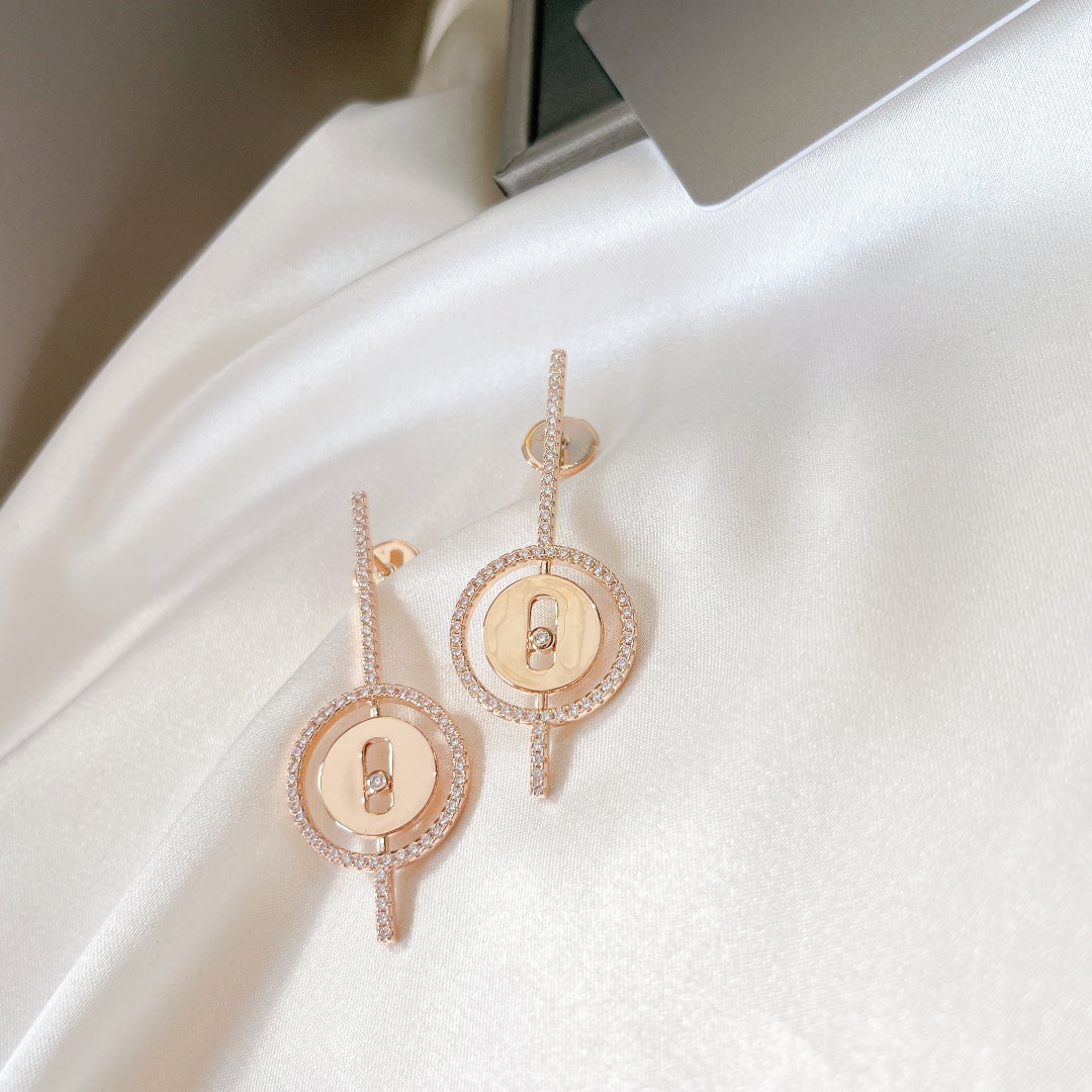 [Twinkle jewelrys]LUCKY MOVE ARROW PINK GOLD DIAMOND EARRINGS