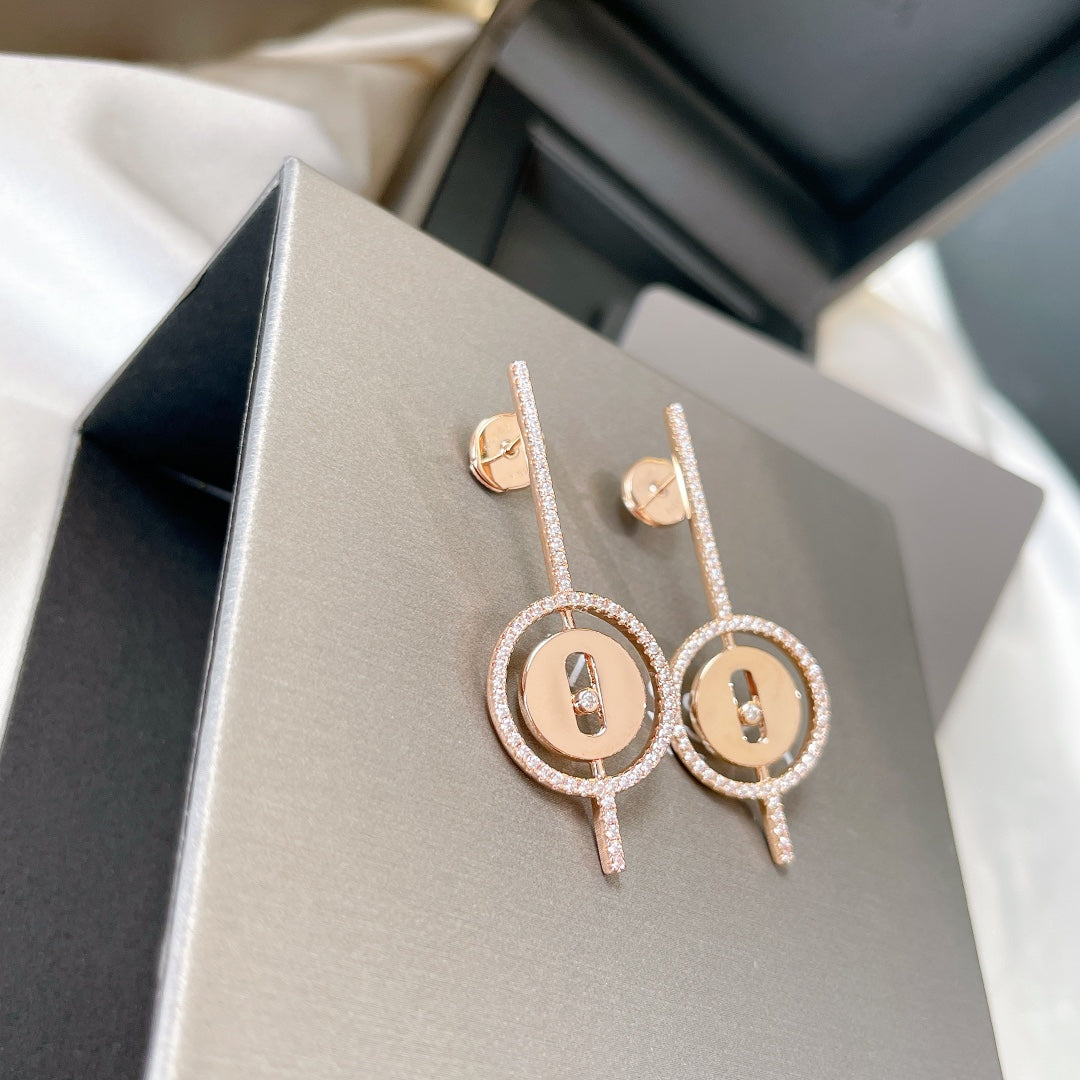 [Twinkle jewelrys]LUCKY MOVE ARROW PINK GOLD DIAMOND EARRINGS