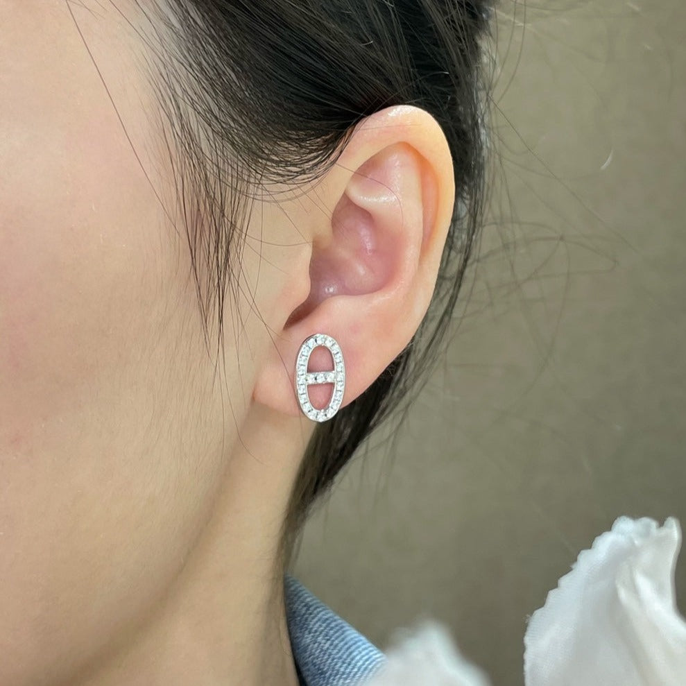 ¡®Twinkle jewelry¡¯HM FULL DIAMOND PIG NOSE STUD EARRINGS