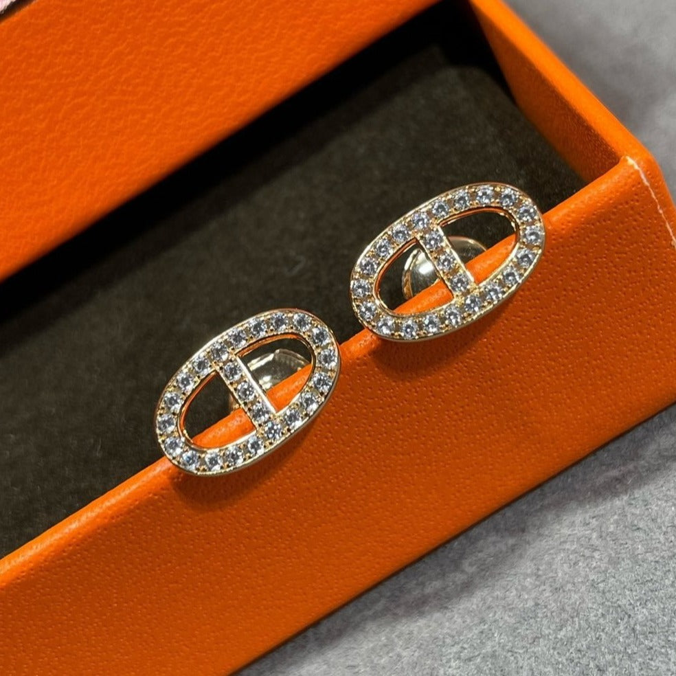 ¡®Twinkle jewelry¡¯HM FULL DIAMOND PIG NOSE STUD EARRINGS
