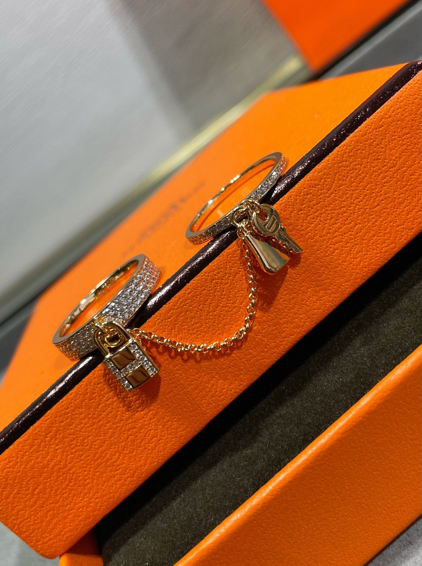 ¡®Twinkle jewelry¡¯HM KELLY CLOCHETTE DOUBLE RING IN  WITH DIAMONDS