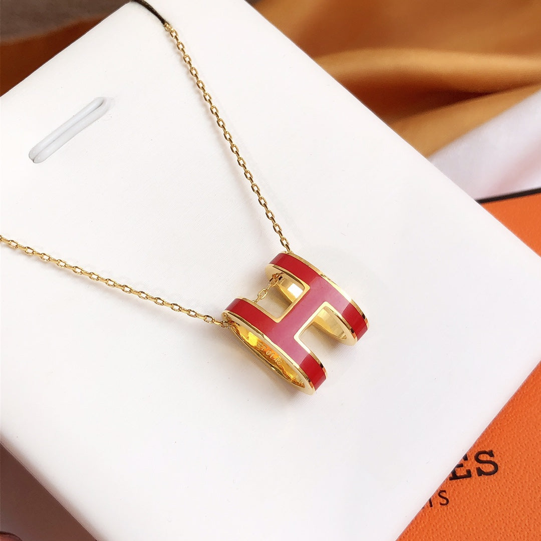 ¡®Twinkle jewelry¡¯HM CLIC RED ENAMEL GOLD NECKLACE