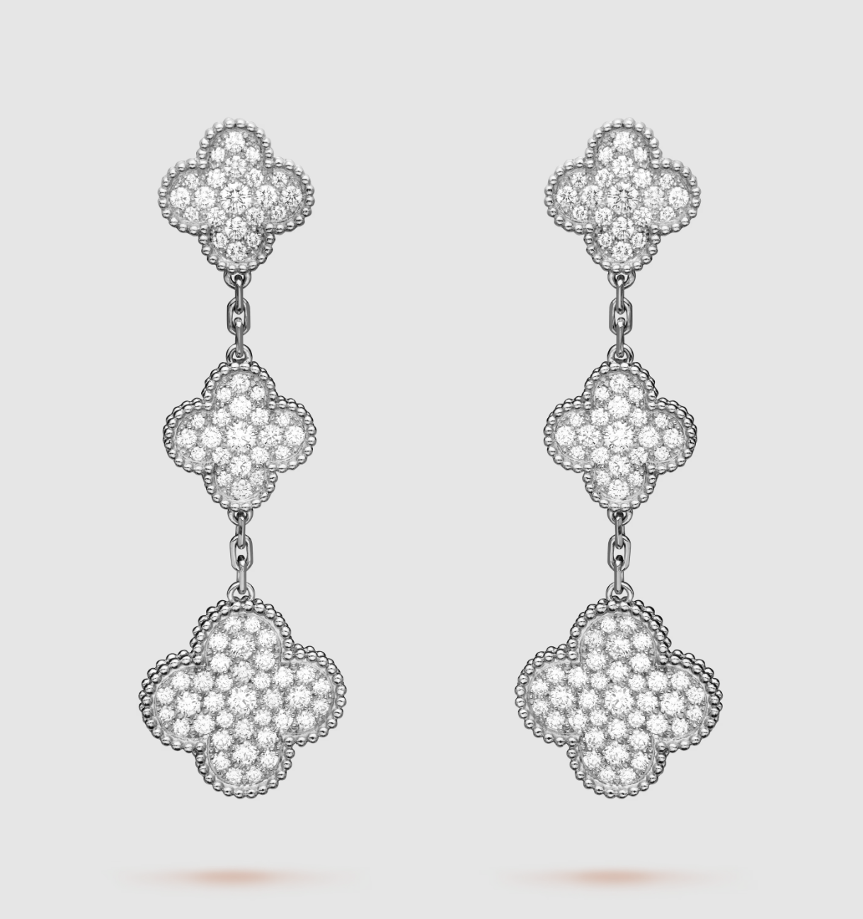 ¡®Twinkle jewelry¡¯CLOVER 3 MOTIF DIAMOND SILVER DROP EARRINGS