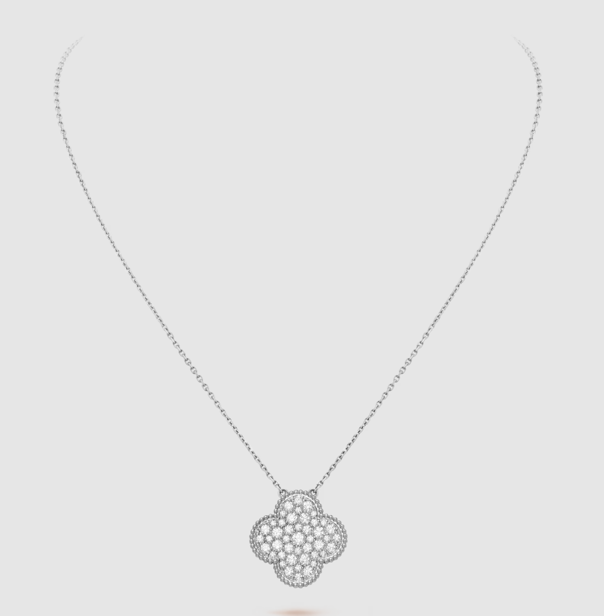 ¡®Twinkle jewelry¡¯CLOVER 25MM LARGE PENDANT DIAMOND PAVED SILVER NECKLACE