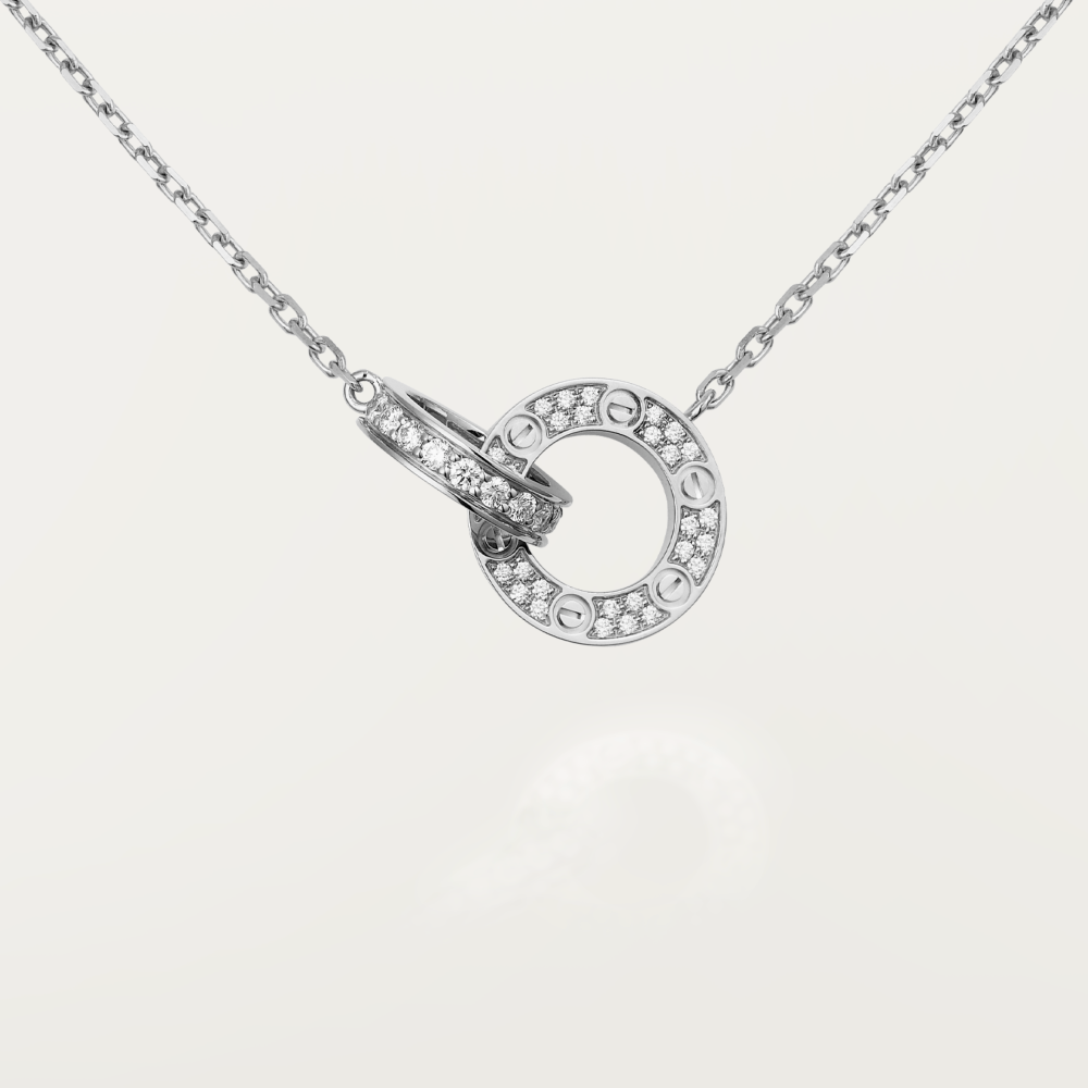 ¡®Twinkle jewelry¡¯LOVE 7.6MM NECKLACE ROSE GOLD AND SILVER  FULL DIAMOND