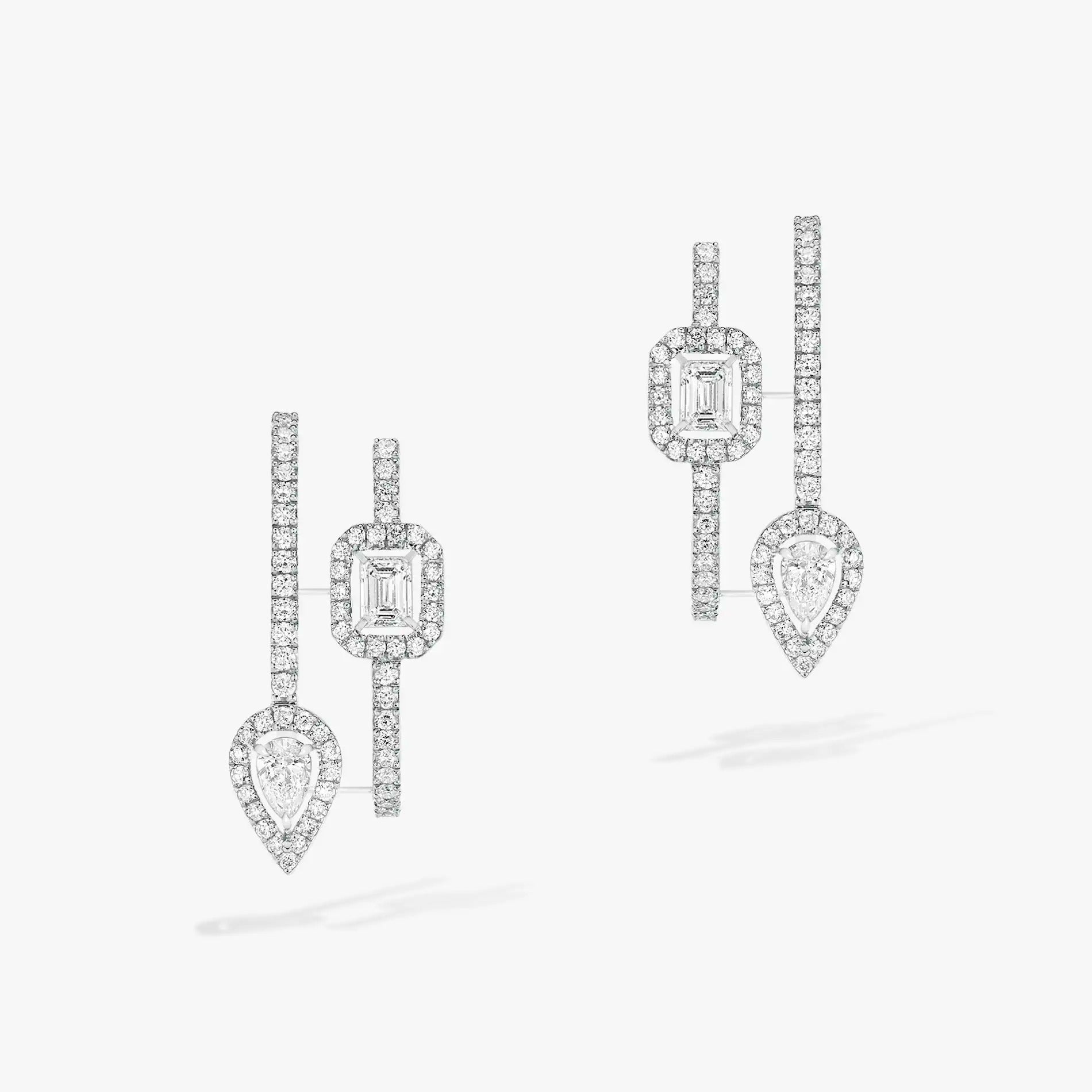 [Twinkle jewelrys]CREOLES MY TWIN 2 RANGS SILVER DIAMOND EARRINGS