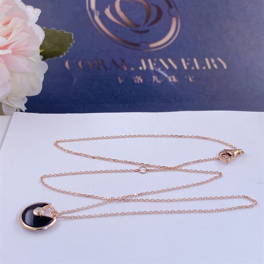 ¡®Twinkle jewelry¡¯AMULETTE ROSE GOLD ONYX NECKLACE