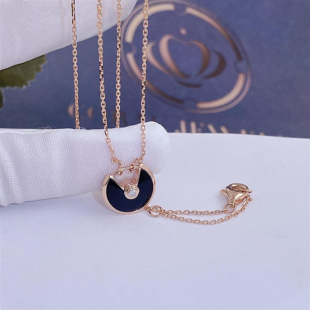 ¡®Twinkle jewelry¡¯AMULETTE ROSE GOLD ONYX NECKLACE