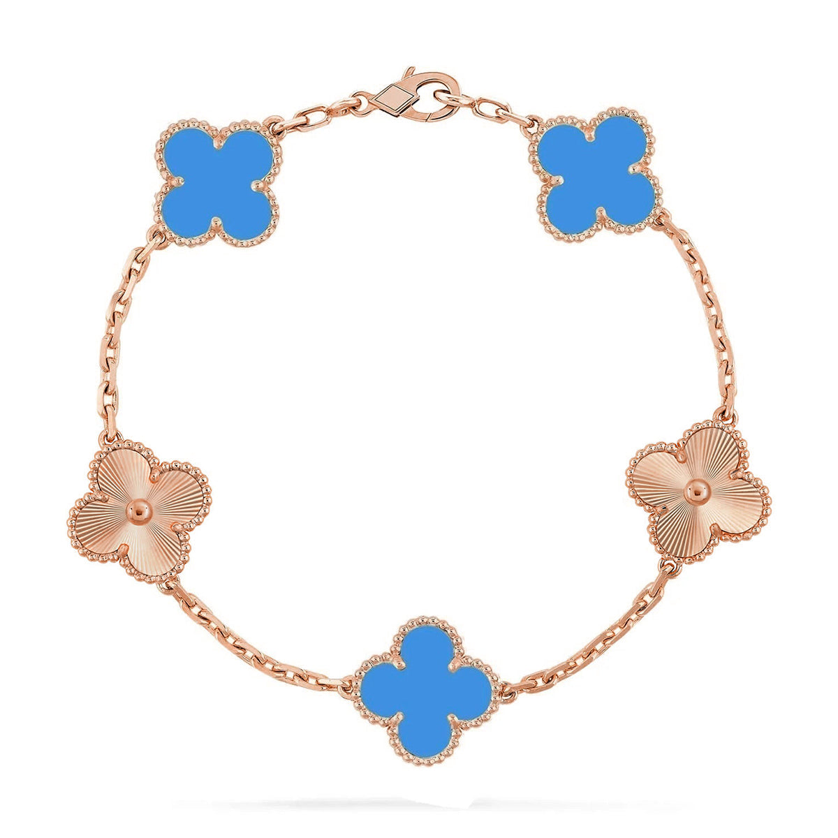 [Twinkle jewelry]New CLOVER 5 MOTIF BLUE AGATE BRACELET COLLECTION