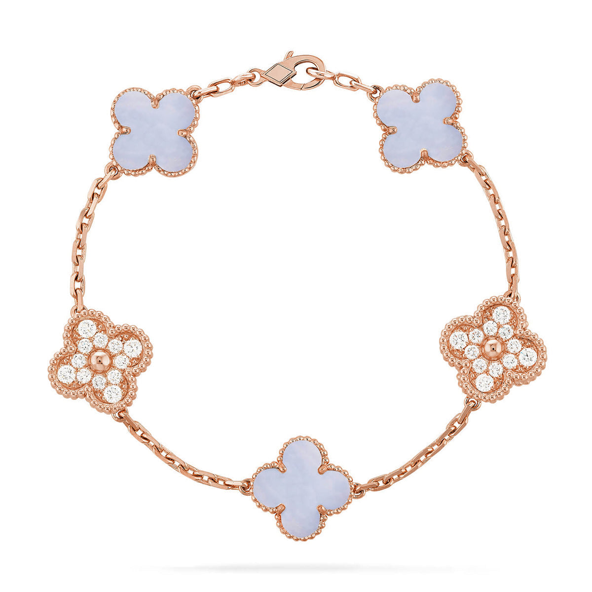 [Twinkle jewelry]New  CLOVER 5 MOTIF PURPLE CHALCEDONY BRACELET COLLECTION