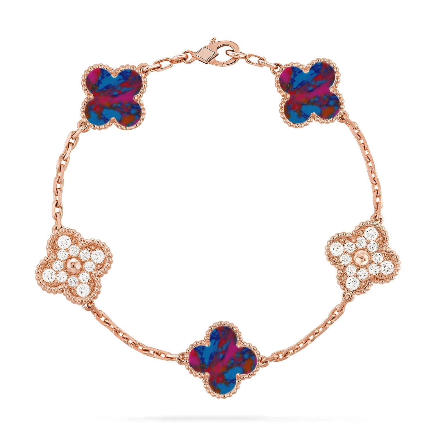 [Twinkle jewelry]New CLOVER 5 MOTIF COLOR GEMSTONES BRACELET COLLECTION