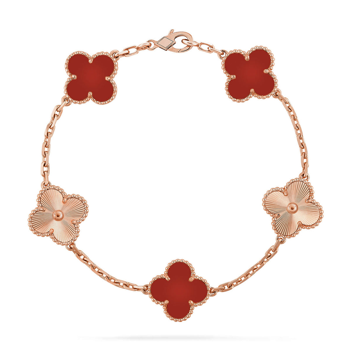 [Twinkle jewelry]New  CLOVER 5 MOTIF RED CORNELIAN BRACELET COLLECTION