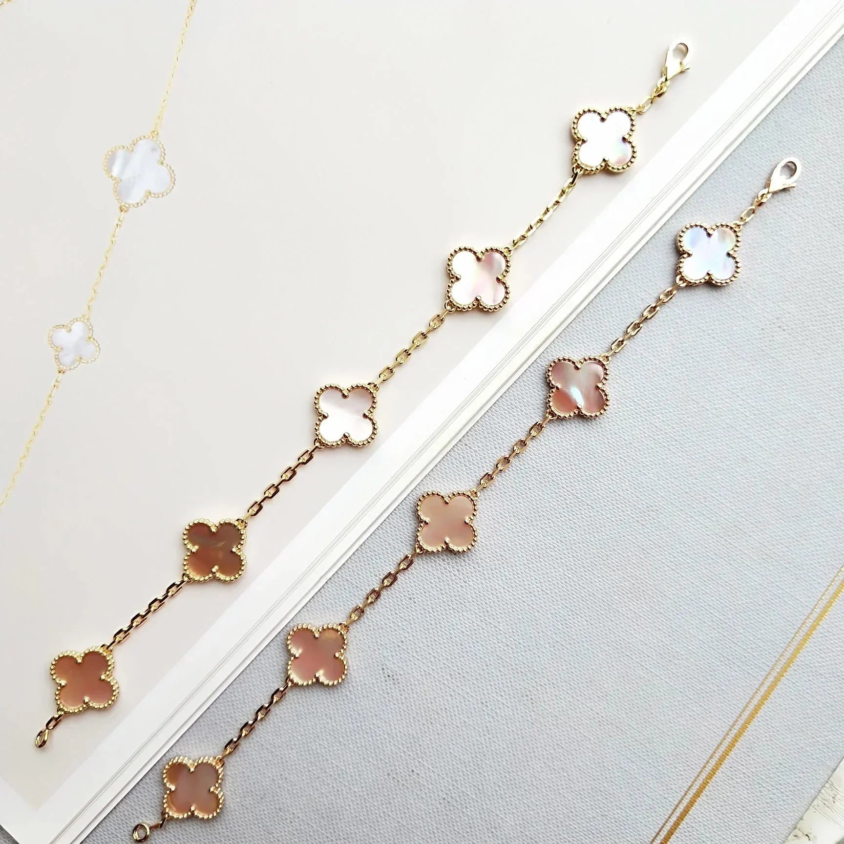[Twinkle jewelry]New  CLOVER 5 MOTIFS  PINK MOP BRACELET COLLECTION