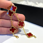 [Twinkle jewelry]New  CLOVER 5 MOTIF RED CORNELIAN BRACELET COLLECTION