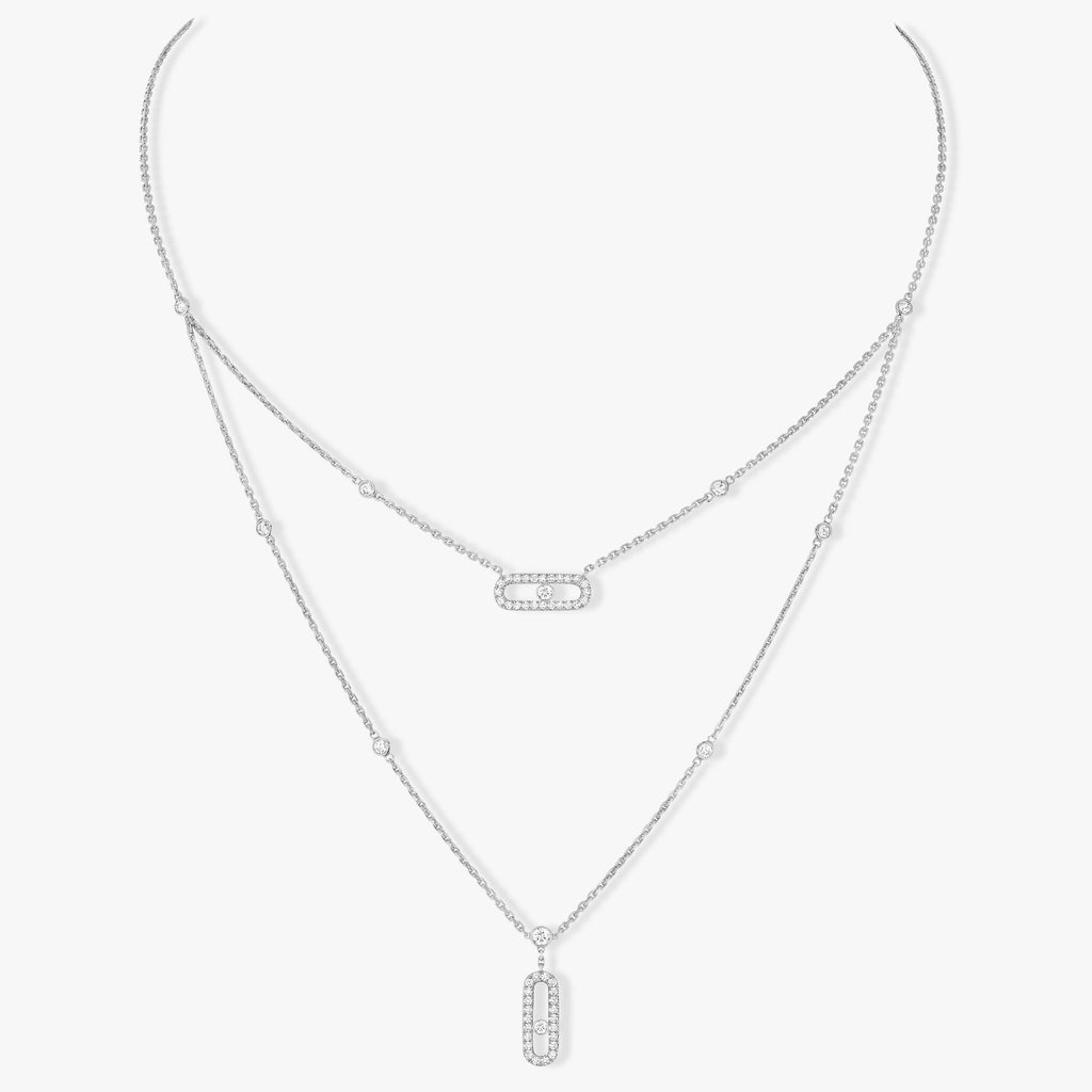 [Twinkle jewelrys]MOVE 2 ROW DIAMOND NECKLACE