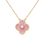 ¡®Twinkle jewelry¡¯CLOVER 15MM DIAMOND RHODONITE NECKLACE