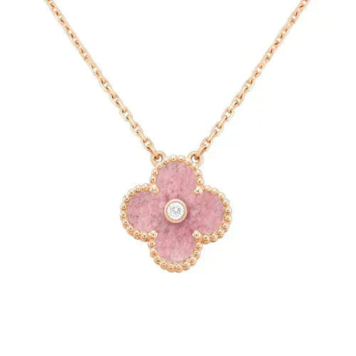 ¡®Twinkle jewelry¡¯CLOVER 15MM DIAMOND RHODONITE NECKLACE