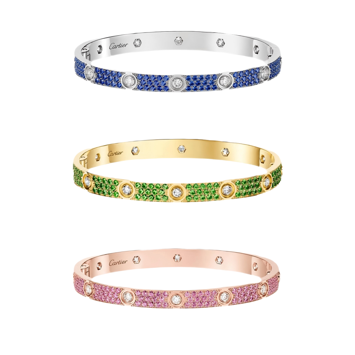 [Twinkle JURI]2026 PAVE GEMSTONE LOVE BRACELET 6.1MM 10 DIAMONDS
