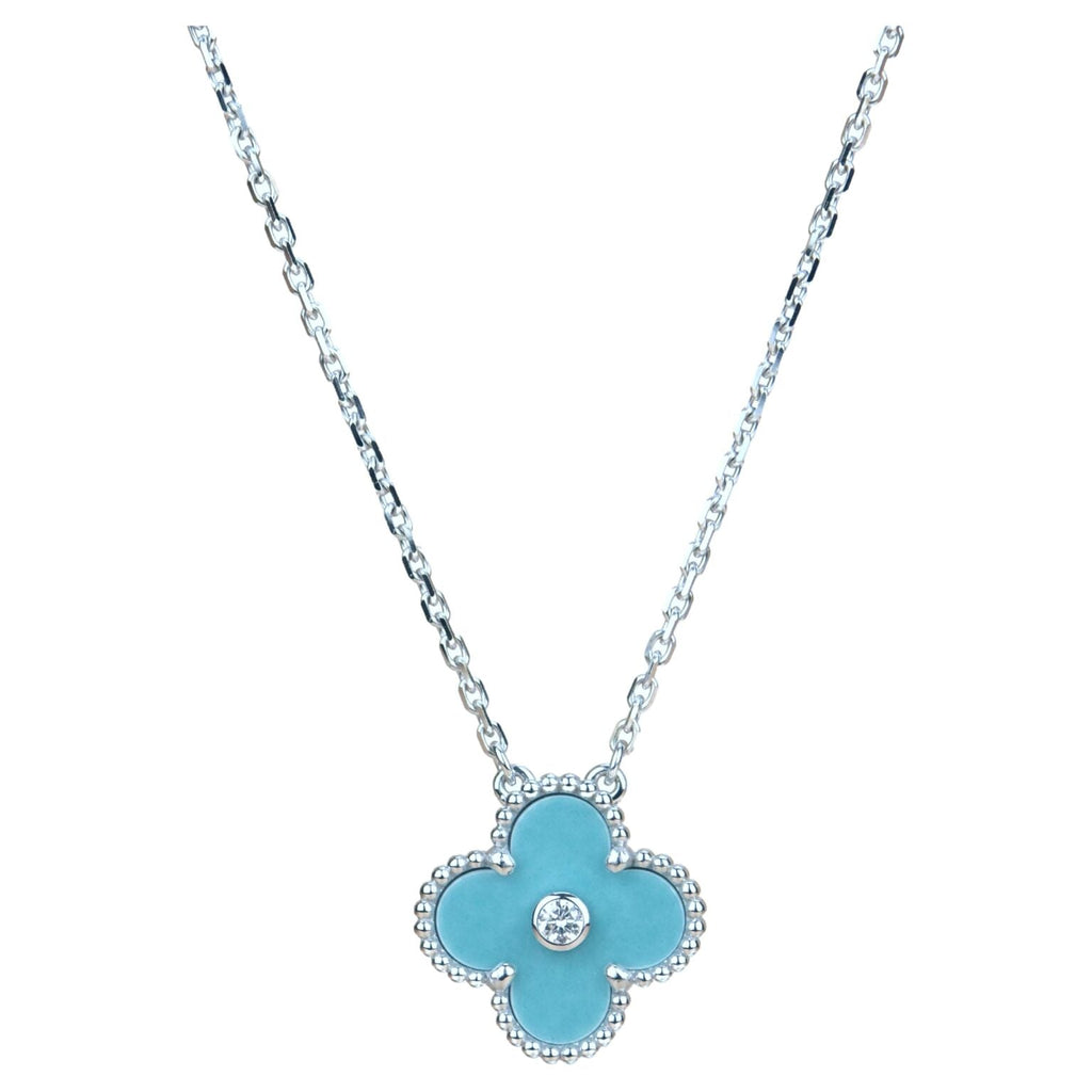 ¡®Twinkle jewelry¡¯CLOVER 15MM DIAMOND SVRES PORCELAIN  NECKLACE SILVER