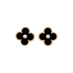 ¡®Twinkle jewelry¡¯CLOVER MEDIUM 1 MOTIFS ONYX DIAMOND EARRINGS