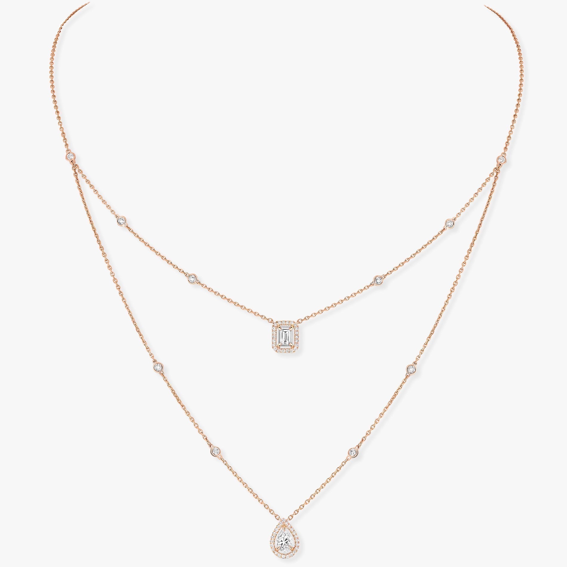[Twinkle jewelrys]MY TWIN 2 ROW DIAMOND NECKLACE
