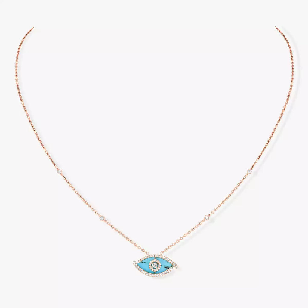 [Twinkle jewelrys]Lucky Eye Diamond Necklace in Rose Gold and Turquoise
