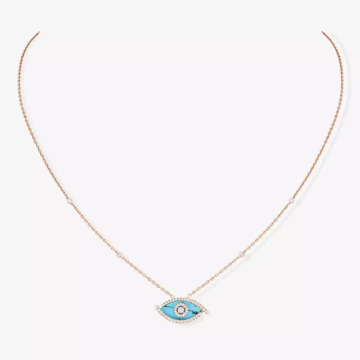 [Twinkle jewelrys]Lucky Eye Diamond Necklace in Rose Gold and Turquoise