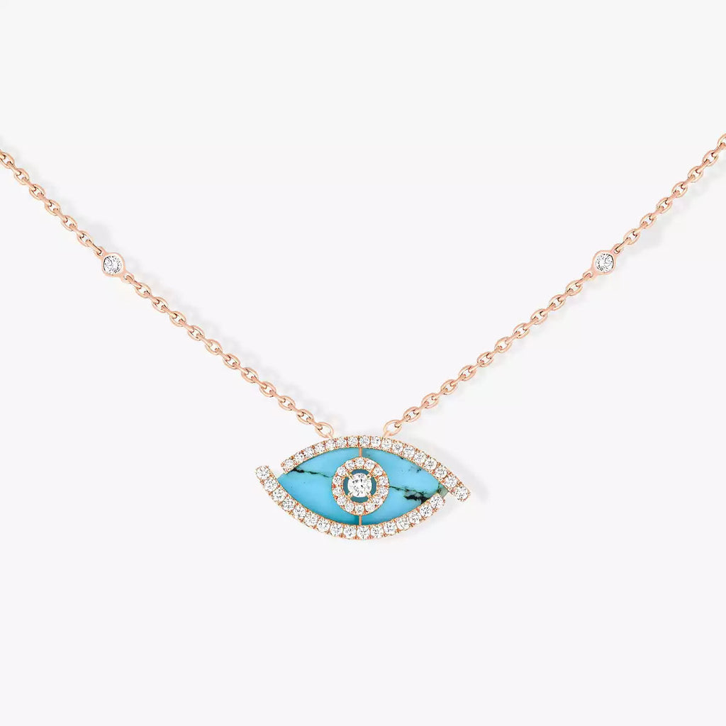 [Twinkle jewelrys]Lucky Eye Diamond Necklace in Rose Gold and Turquoise