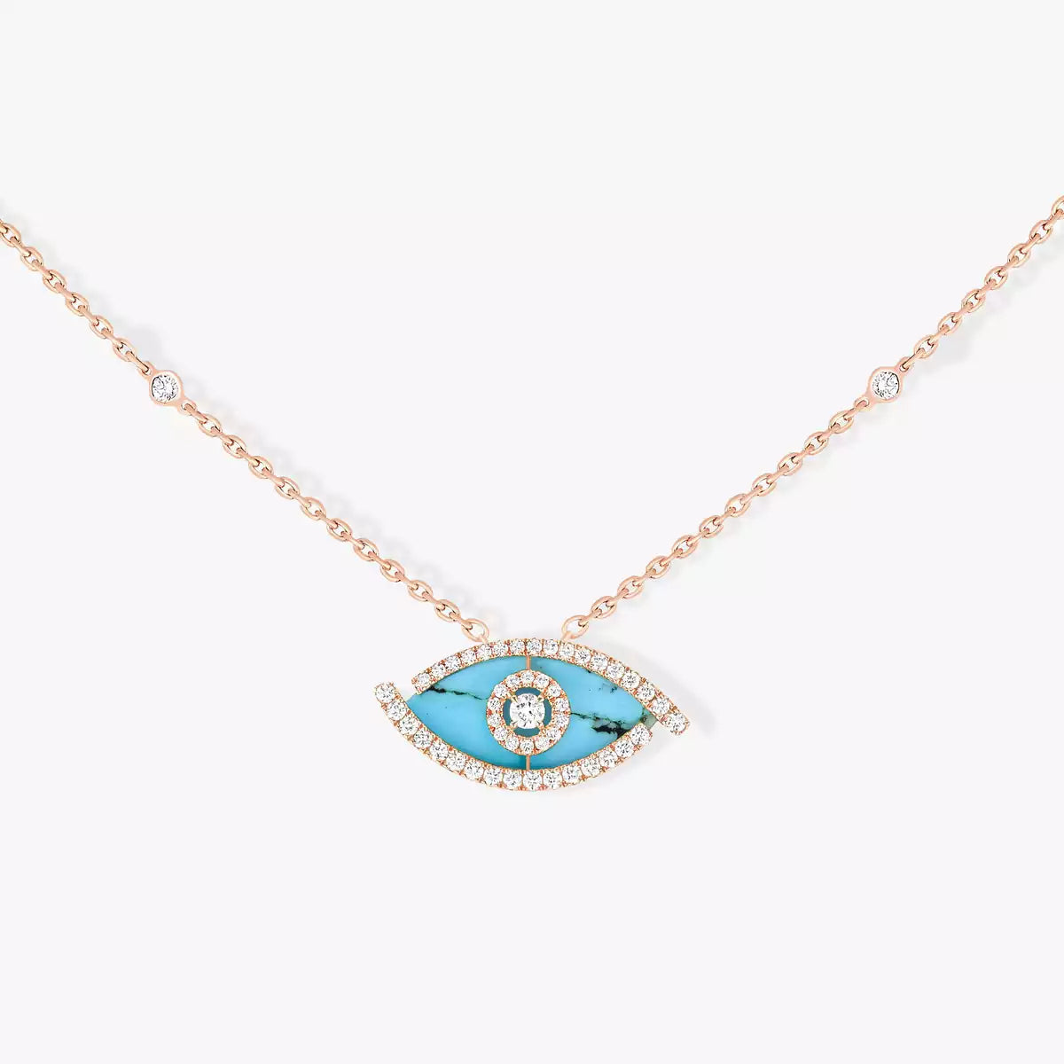 [Twinkle jewelrys]Lucky Eye Diamond Necklace in Rose Gold and Turquoise