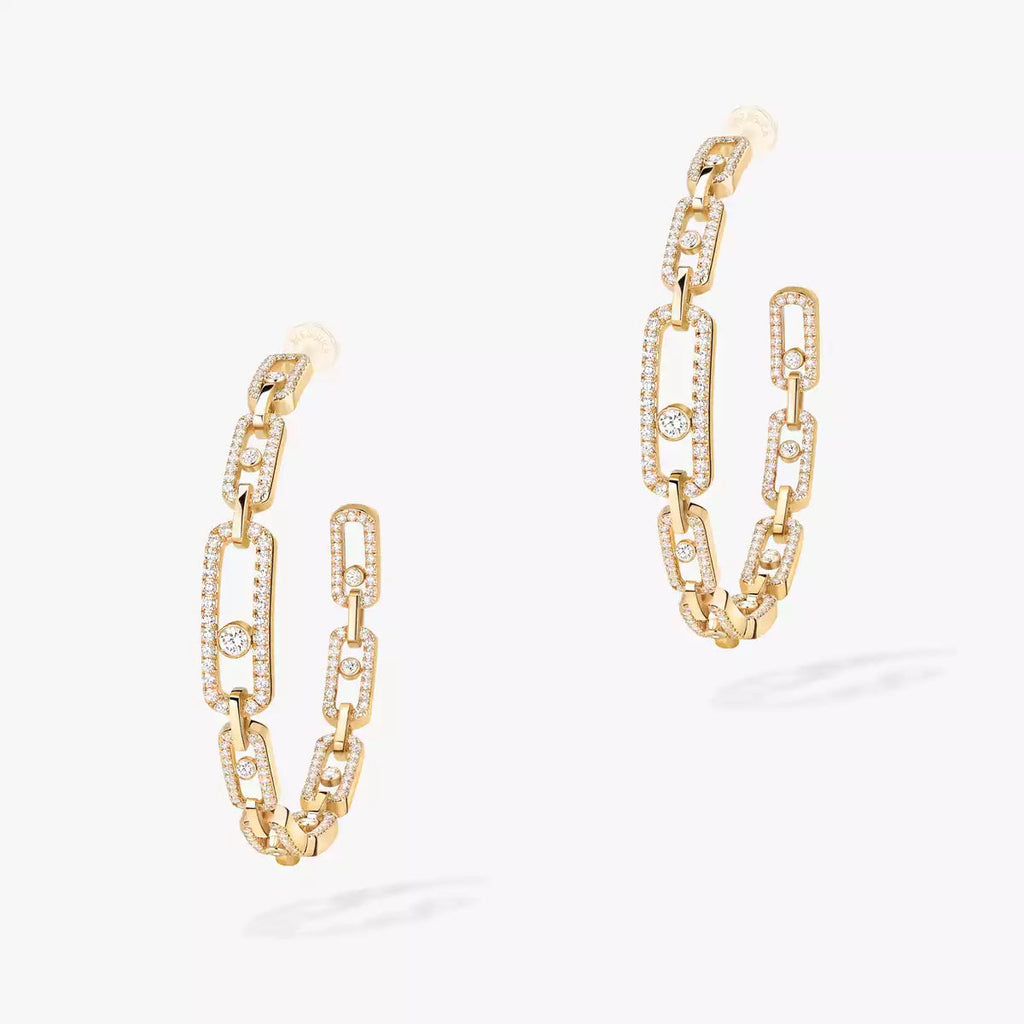 [[Twinkle jewelrys]Move Link Diamond Hoop Earrings