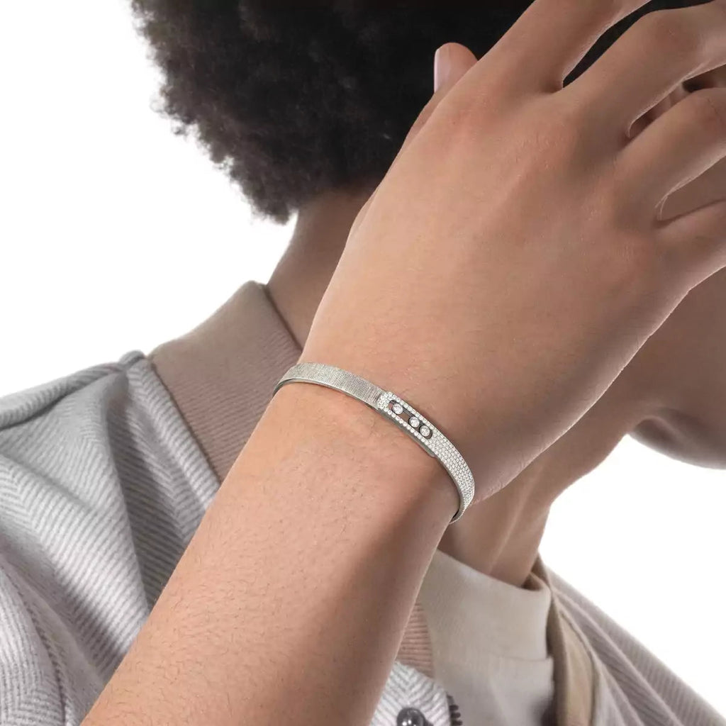 [Twinkle jewelrys]Move Noa Ciselé half pavé bangle
