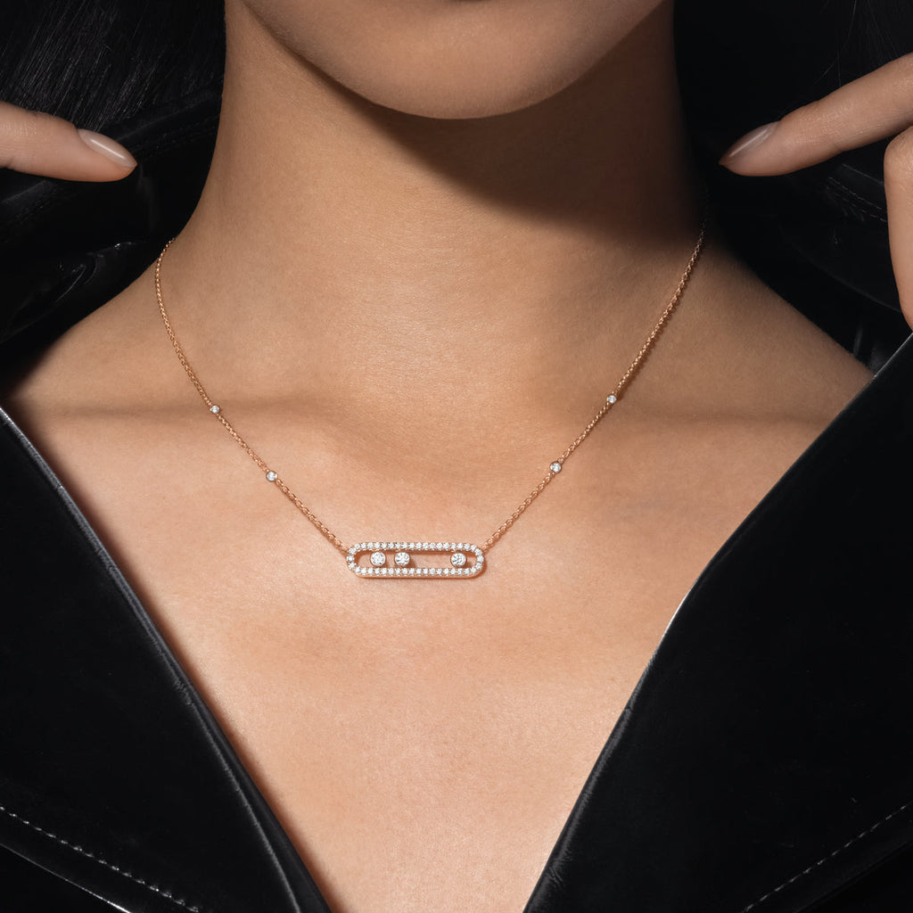 [Twinkle jewelrys] Move Pave_ Rose Gold Diamond Necklace