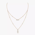 [Twinkle jewelrys]2 Rows Rose Gold Diamond Pave_ Necklace Move Uno