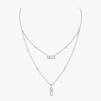 [Twinkle jewelrys]2 Rows Rose Gold Diamond Pave_ Necklace Move Uno