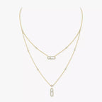 [Twinkle jewelrys]2 Rows Rose Gold Diamond Pave_ Necklace Move Uno
