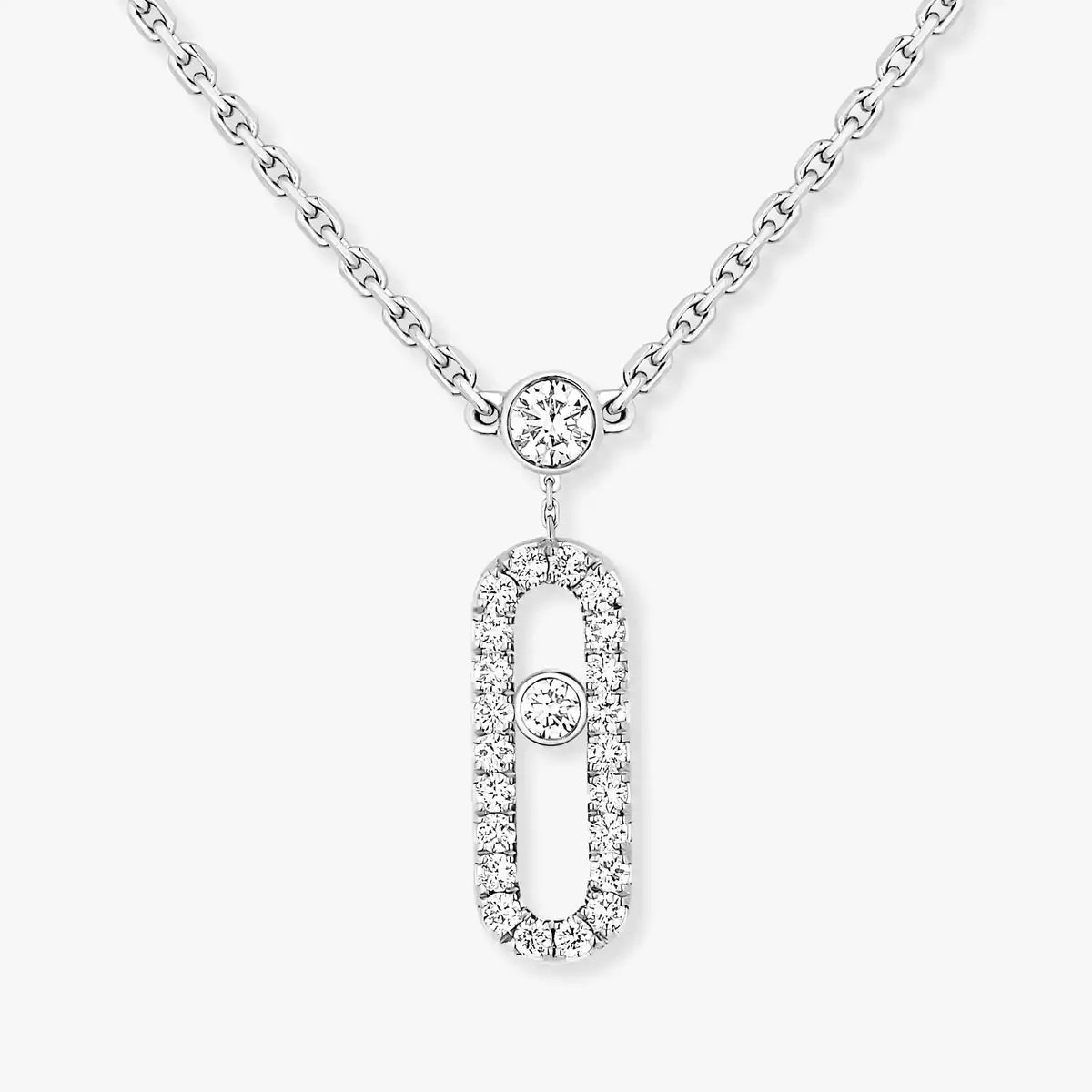 [Twinkle jewelrys]2 Rows Rose Gold Diamond Pave_ Necklace Move Uno