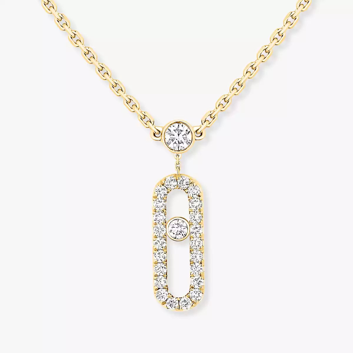 [Twinkle jewelrys]2 Rows Rose Gold Diamond Pave_ Necklace Move Uno