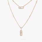 [Twinkle jewelrys]2 Rows Rose Gold Diamond Pave_ Necklace Move Uno
