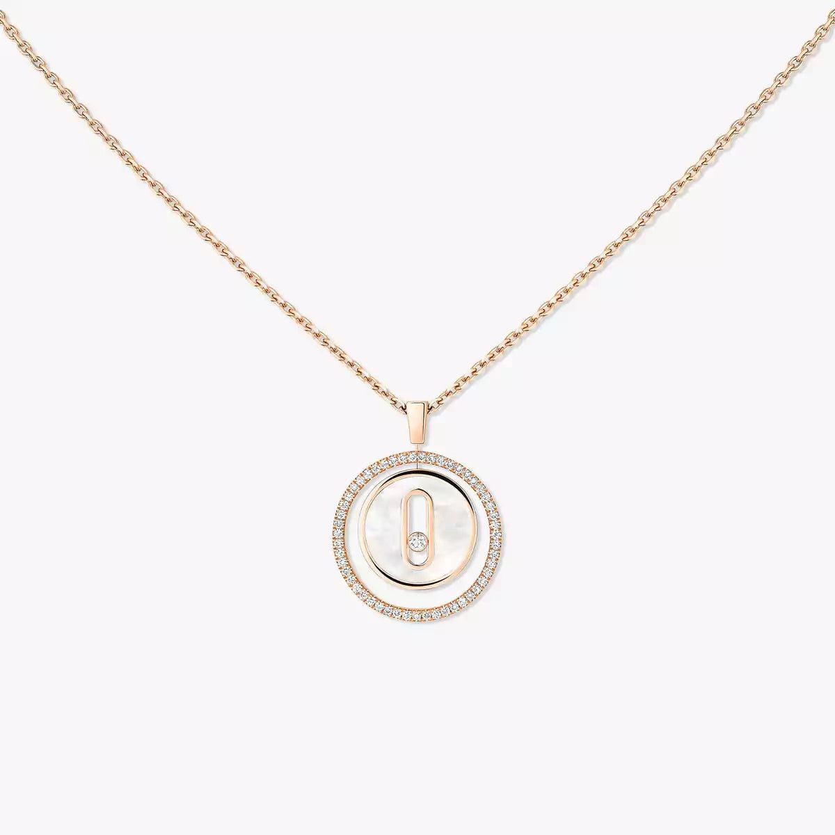 [Twinkle jewelrys]Lucky Move Diamond Necklace in Rose Gold and White Mother-of-Pearl