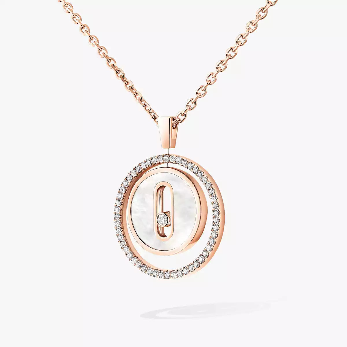 [Twinkle jewelrys]Lucky Move Diamond Necklace in Rose Gold and White Mother-of-Pearl