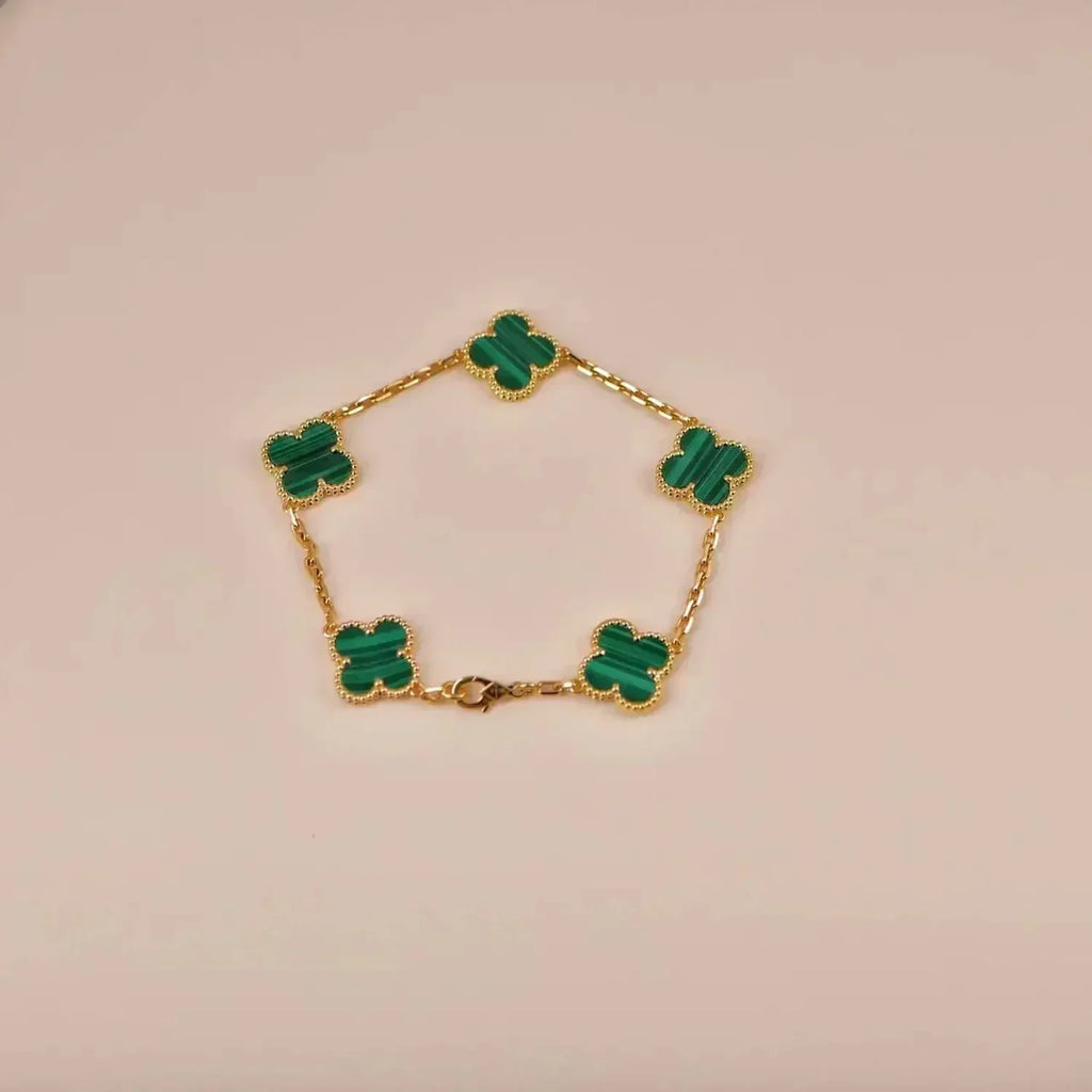 [Twinkle jewelry]New  CLOVER 5 MOTIF MALACHITE BRACELET COLLECTION