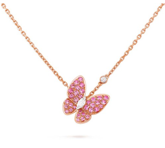¡®Twinkle jewelry¡¯BUTTERFLY RED DIAMOND ROSE GOLD NECKLACE