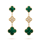 ¡®Twinkle jewelry¡¯CLOVER EARRINGS GOLD MALACHITE DIAMOND 3 MOTIF